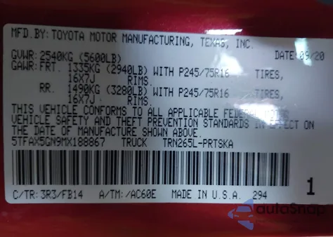 2021 Toyota Tacoma Sr z USA, uszkodzony, nr VIN 5TFAX5GN9MX188867